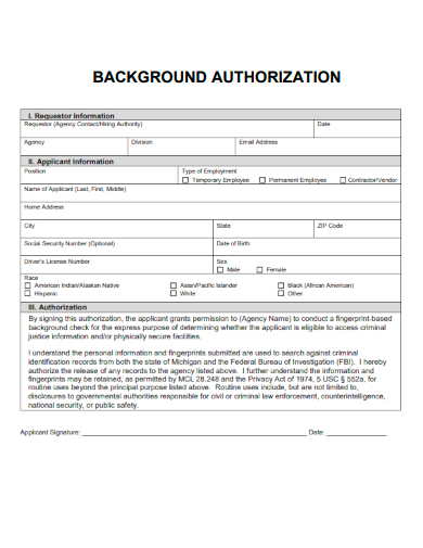 sample background authorization template
