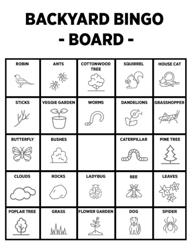 sample backyard bingo board template