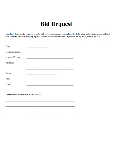 sample bid request template