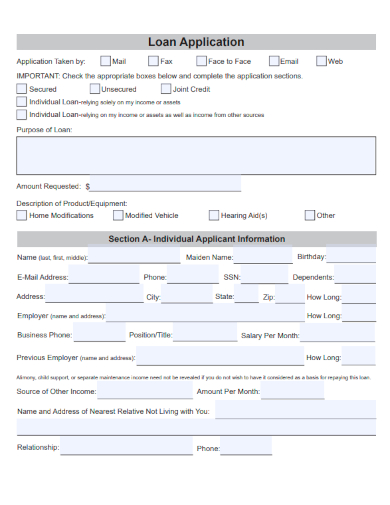 sample blank loan application template
