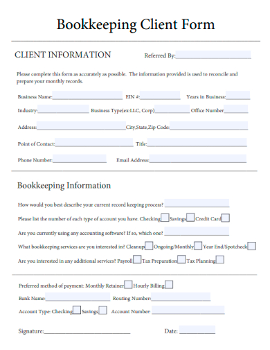 sample bookkeeping client form template