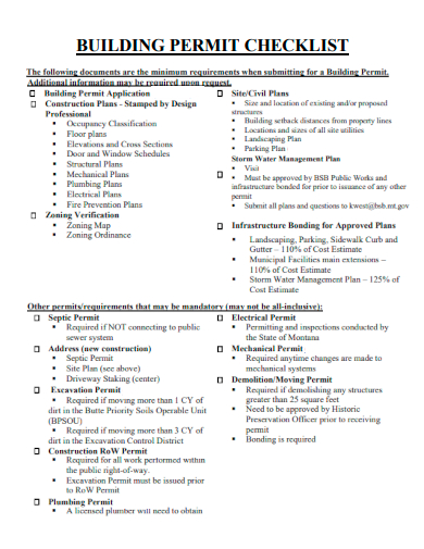 sample building permit checklist template