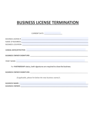 sample business license termination template