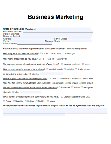 sample business marketing template