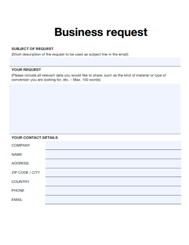 sample business request template