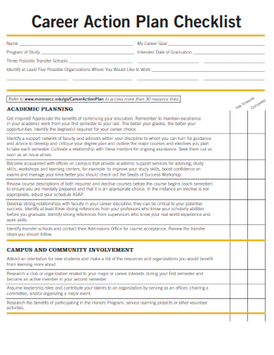sample career action plan checklist template