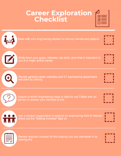 sample career exploration checklist template