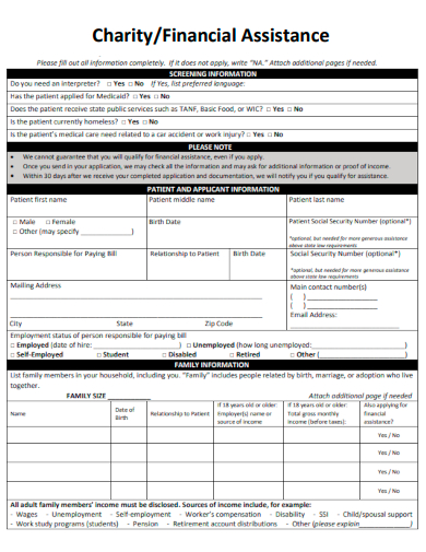 sample charity financial assistance template