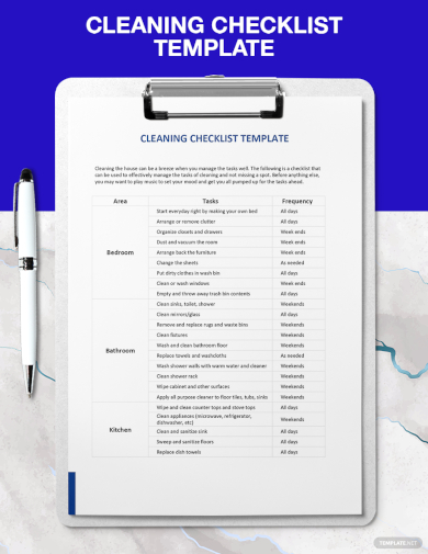 sample cleaning checklist template