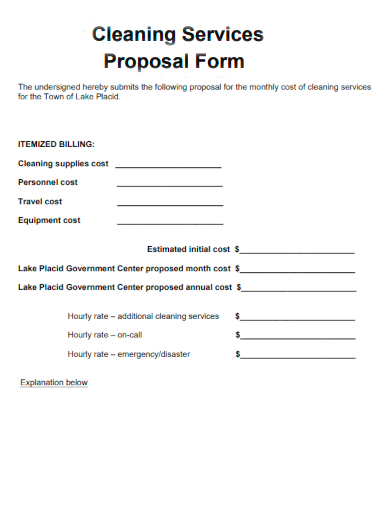 sample cleaning service proposal form template