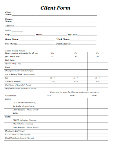 sample client blank form template