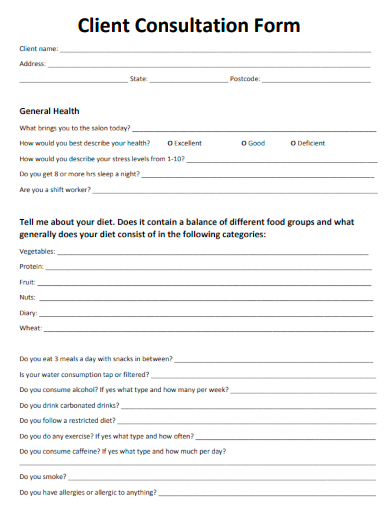 sample client consultation form templates