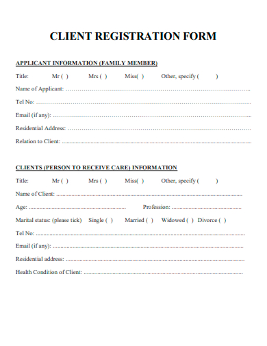 sample client registration form template