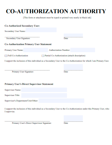 sample co authorization authority template