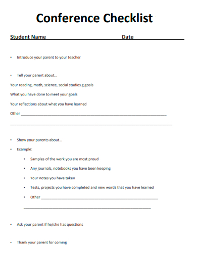 sample conference checklist form template