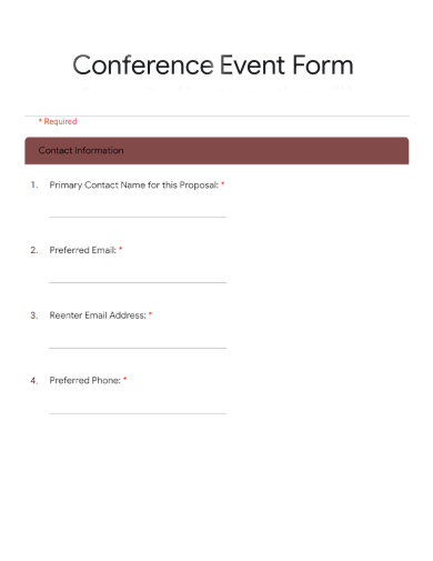 sample conference event form template