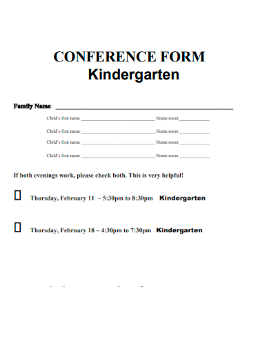 sample conference form kindergarten template