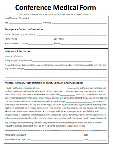 sample conference medical form template