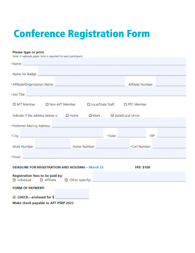 sample conference registration form template