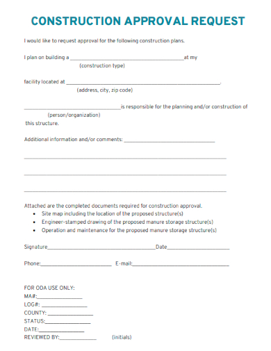sample construction approval request form template