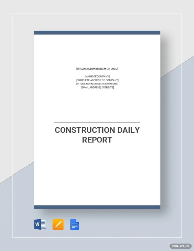 sample construction daily report template
