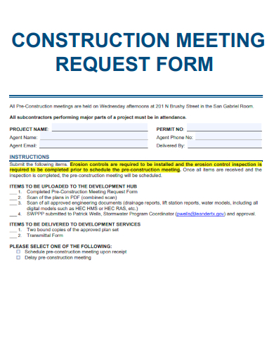 sample construction meeting request form template