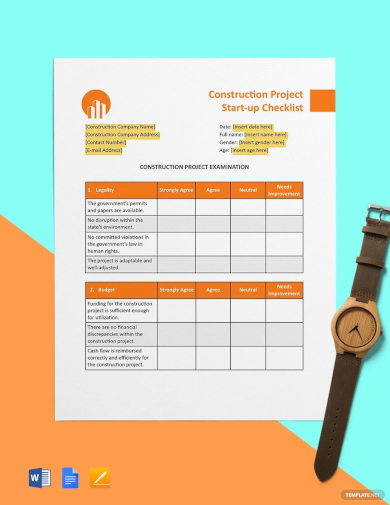 sample construction project startup checklist template