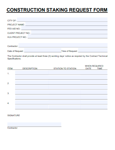 sample construction staking request form template