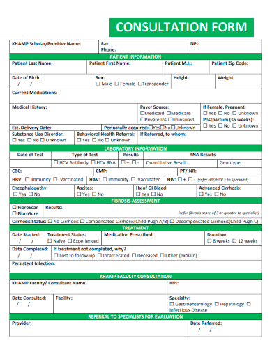 sample consultation form blank template