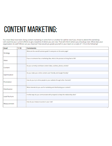 sample content marketing template