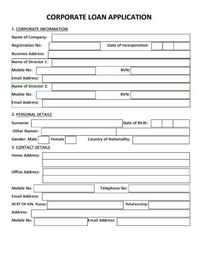 sample corporate loan application template