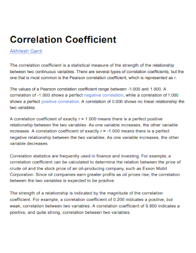 sample correlation coefficient
