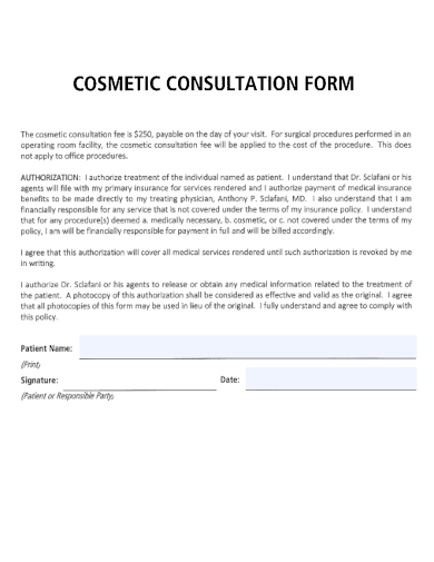 sample cosmetic consultation form template