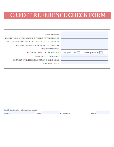 sample credit reference check form template