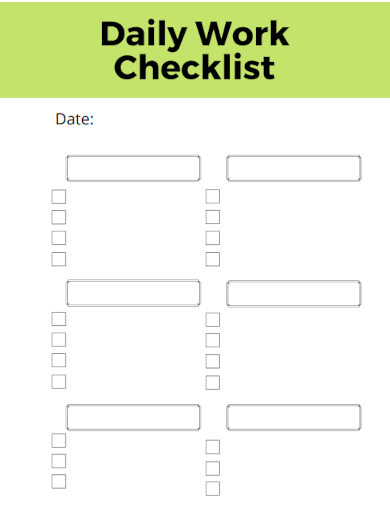 sample daily work checklist template