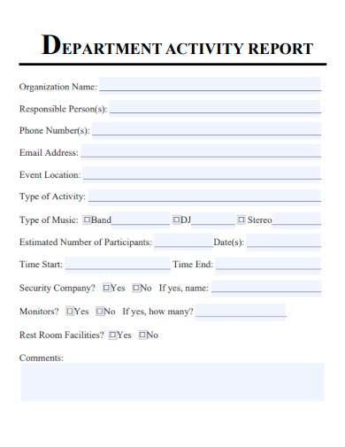 sample department activity report template