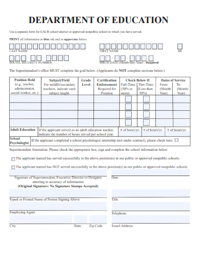 sample department of education form template