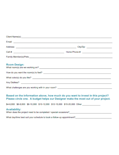 sample design client form template