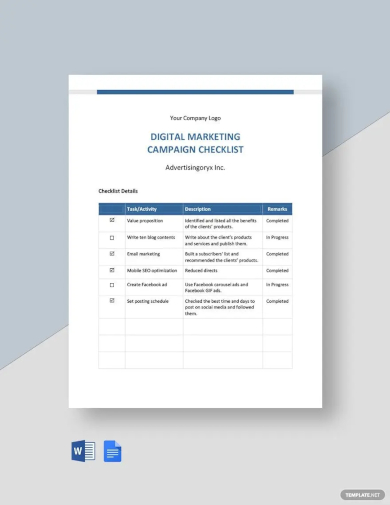 sample digital marketing campaign checklist template
