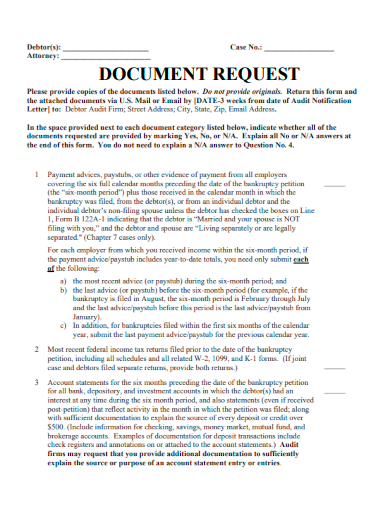 sample document request template