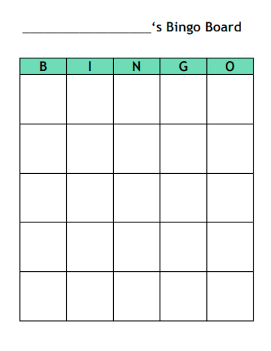 sample editable bingo board template