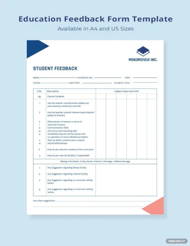 sample education feedback form template