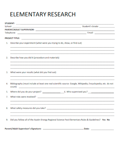 sample elementary research template