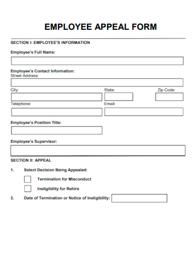 sample employee appeal form template