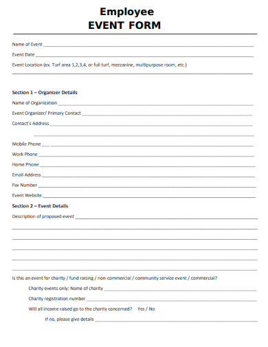 sample employee event form template
