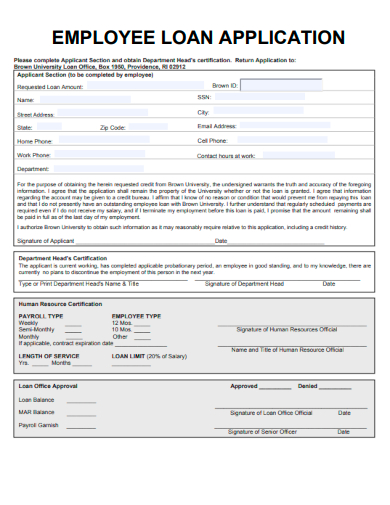 sample employee loan application template