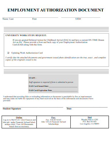 sample employment authorization document template