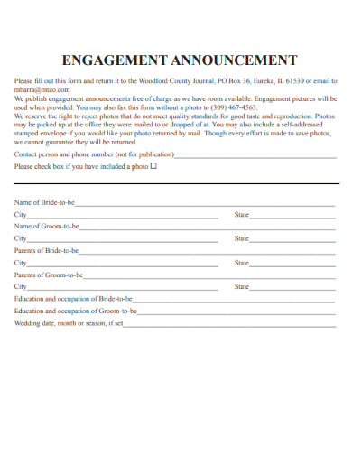 sample engagement announcement template