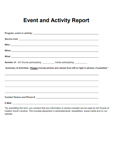 sample event activity report template