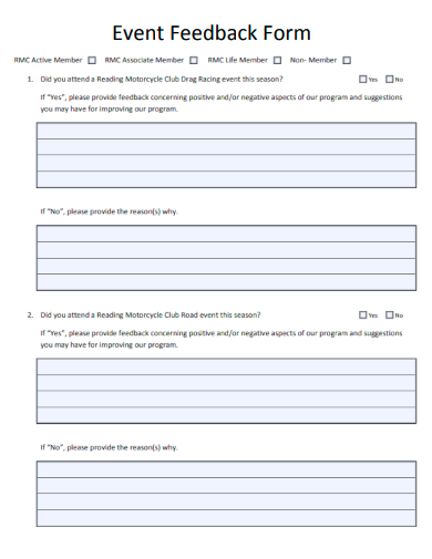 sample event feedback form template